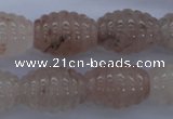 CFG751 15.5 inches 15*20mm carved rice natural pink quartz beads