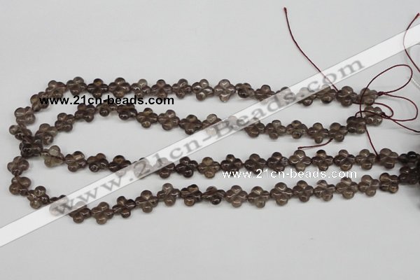 CFG76 15.5 inches 11*11mm carved flower smoky quartz beads