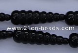 CFG761 15.5 inches 10*35mm carved teardrop black agate beads