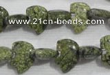 CFG769 15.5 inches 10*15mm carved animal green lace gemstone beads