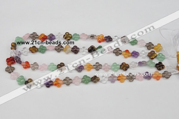 CFG77 15.5 inches 11*11mm carved flower mixed gemstone beads