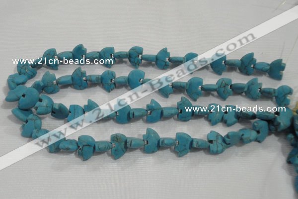 CFG773 15.5 inches 10*15mm carved animal synthetic turquoise beads