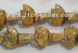 CFG775 15.5 inches 10*15mm carved animal leopard jasper beads