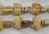 CFG778 15.5 inches 10*15mm carved animal picture jasper beads