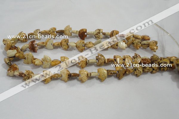 CFG778 15.5 inches 10*15mm carved animal picture jasper beads