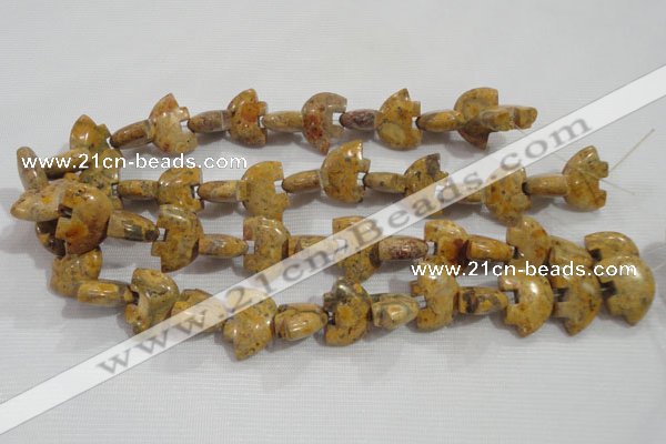 CFG806 12.5 inches 14*18mm carved animal leopard jasper beads