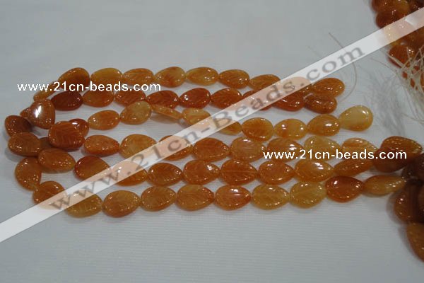 CFG817 12.5 inches 15*20mm carved leaf red aventurine beads wholesale