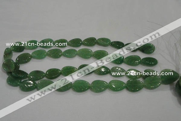 CFG818 12.5 inches 15*20mm carved leaf green aventurine beads wholesale