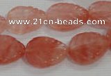 CFG819 12.5 inches 15*20mm carved leaf cherry quartz beads wholesale