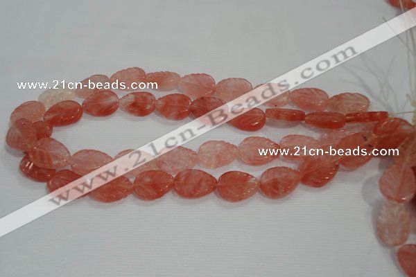 CFG819 12.5 inches 15*20mm carved leaf cherry quartz beads wholesale