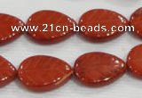 CFG822 12.5 inches 15*20mm carved leaf red jasper beads wholesale