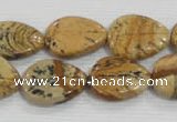 CFG823 12.5 inches 15*20mm carved leaf picture jasper beads wholesale