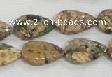 CFG824 12.5 inches 15*20mm carved leaf ocean stone beads wholesale