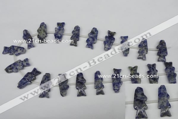 CFG851 Top-drilled 10*26mm carved animal sodalite gemstone beads