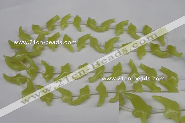 CFG854 Top-drilled 12*25mm carved animal yellow jade beads