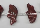 CFG857 Top-drilled 12*24mm carved animal red jasper beads