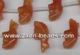 CFG858 Top-drilled 10*20mm carved animal red aventurine beads