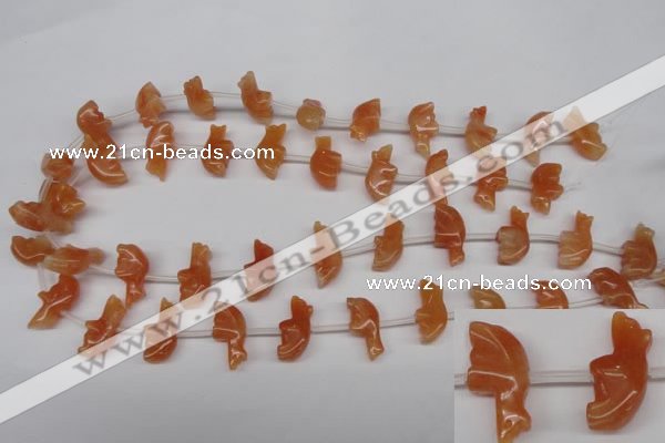 CFG858 Top-drilled 10*20mm carved animal red aventurine beads