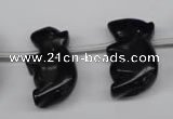 CFG860 Top-drilled 15*24mm carved animal black agate beads