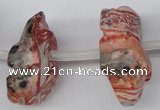 CFG863 Top-drilled 12*18mm carved animal red zebra jasper beads