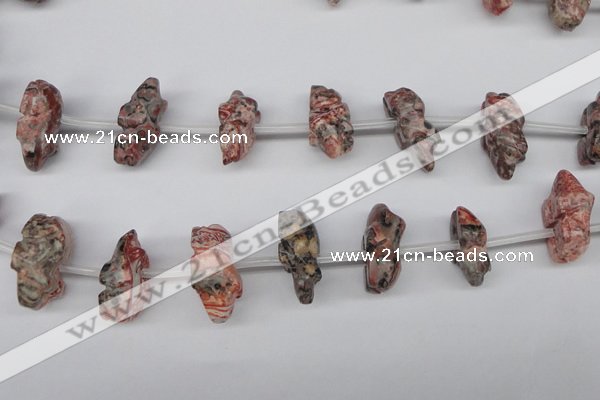 CFG863 Top-drilled 12*18mm carved animal red zebra jasper beads