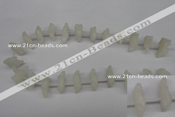 CFG865 Top-drilled 14*20mm carved animal white jade gemstone beads