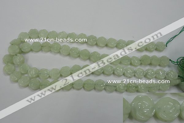 CFG883 15.5 inches 12mm carved flower New jade gemstone beads