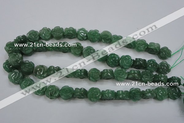 CFG889 15.5 inches 14mm carved flower green aventurine beads