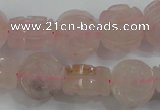 CFG890 15.5 inches 14mm carved flower rose quartz gemstone beads