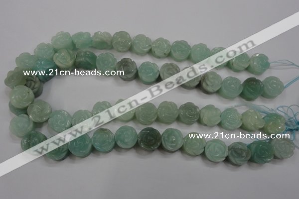 CFG892 15.5 inches 14mm carved flower amazonite gemstone beads