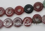 CFG902 15.5 inches 12mm carved coin donut Indian agate beads