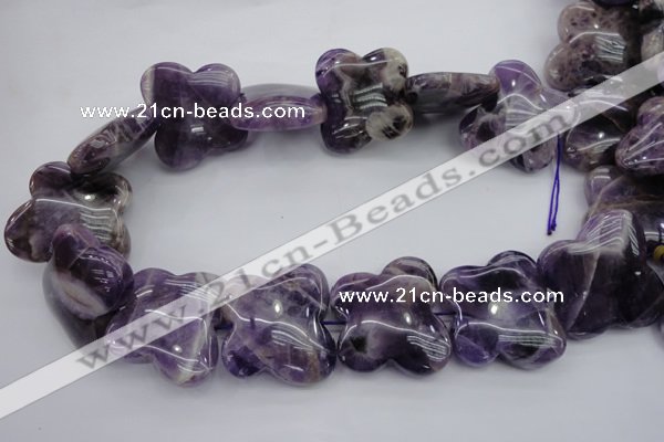 CFG916 15.5 inches 30*33mm carved butterfly dogtooth amethyst beads