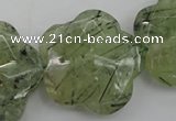 CFG923 32*33mm faceted & carved flower green rutilated quartz beads