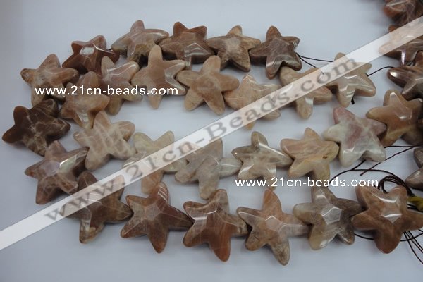 CFG929 15.5 inches 30*33mm faceted & carved star moonstone beads