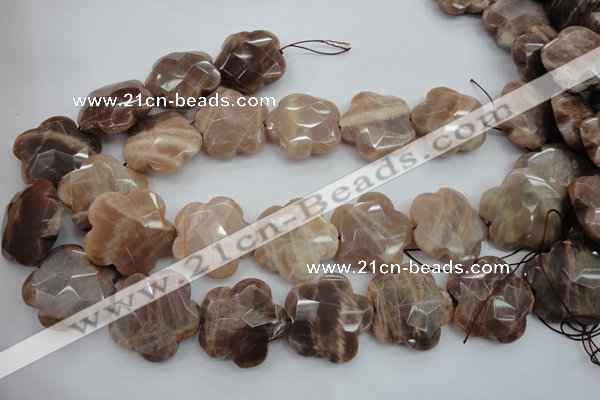 CFG931 15.5 inches 32*33mm faceted & carved flower moonstone beads