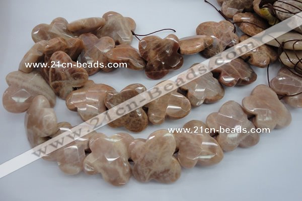 CFG933 15.5 inches 30*33mm faceted & carved butterfly moonstone beads