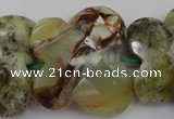 CFG939 30*33mm faceted & carved butterfly yellow & green opal beads