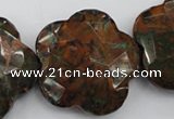 CFG942 32*33mm faceted & carved flower green opal gemstone beads