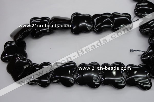 CFG959 15.5 inches 30*33mm carved butterfly black agate beads