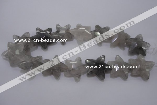 CFG961 15.5 inches 30*33mm faceted & carved star cloudy quartz beads