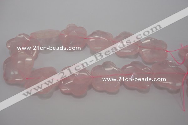 CFG967 15.5 inches 32*33mm faceted & carved flower rose quartz beads