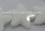 CFG969 15.5 inches 30*33mm faceted & carved star white porcelain beads