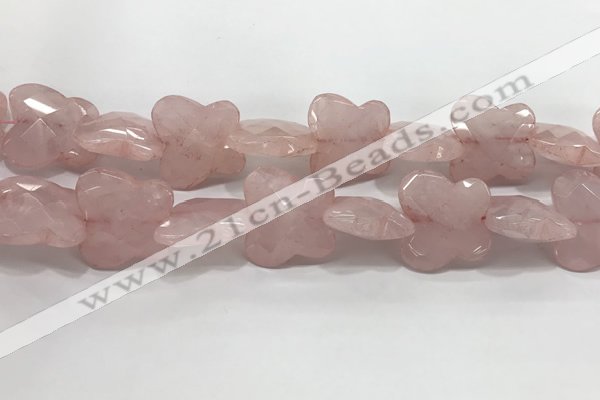 CFG973 15.5 inches 30*33mm carved butterfly rose quartz beads