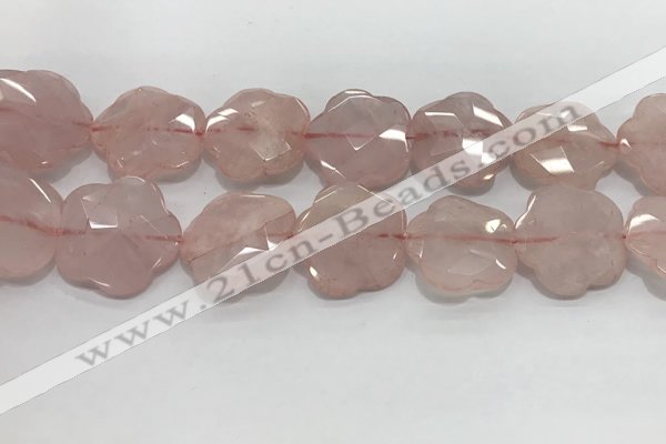 CFG978 15.5 inches 33*33mm carved flower rose quartz beads