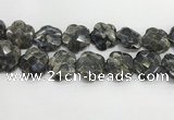 CFG981 15.5 inches 33*33mm carved flower grey opal beads