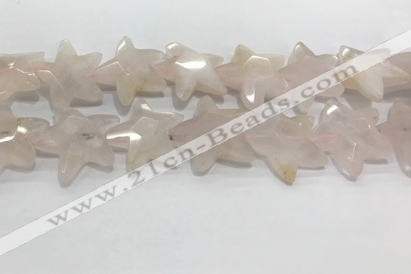 CFG983 15.5 inches 33*33mm carved star rose quartz beads