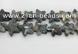 CFG984 15.5 inches 33*33mm carved star eagle eye jasper beads