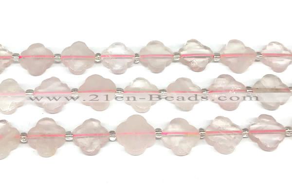 CFG990 15 inches 16mm - 17mm carved flower rose quartz beads