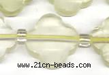 CFG991 15 inches 16mm - 17mm carved flower lemon quartz beads