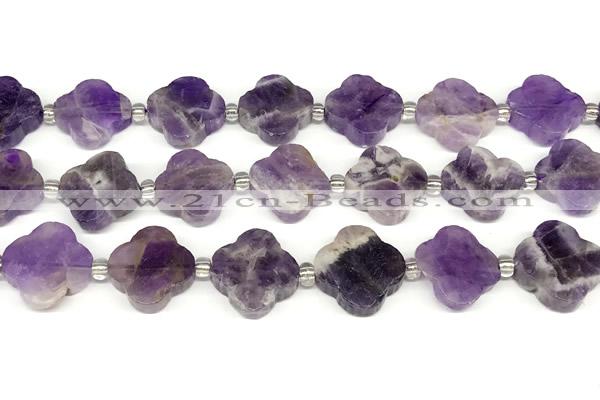CFG996 15 inches 16mm - 17mm carved flower dogtooth amethyst beads